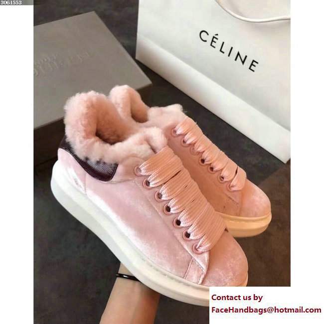 Alexander McQueen Shearling Lovers Sneakers Pink 2017