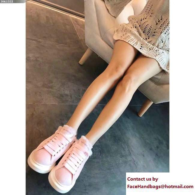 Alexander McQueen Shearling Lovers Sneakers Pink 2017