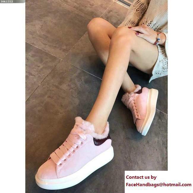 Alexander McQueen Shearling Lovers Sneakers Pink 2017