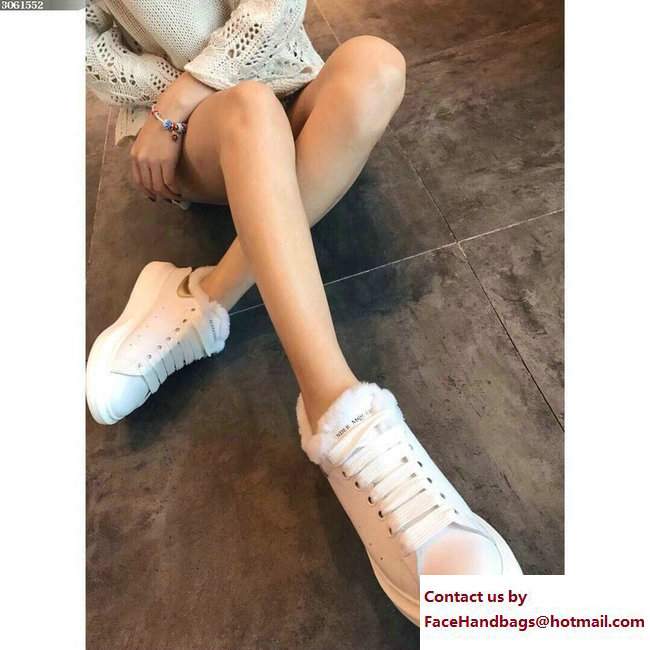 Alexander McQueen Shearling Lovers Sneakers White 2017