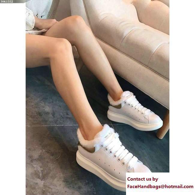 Alexander McQueen Shearling Lovers Sneakers White 2017