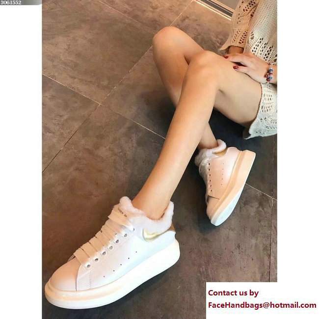 Alexander McQueen Shearling Lovers Sneakers White 2017