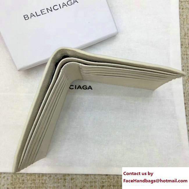 Balenciaga Logo Calfskin Bi-Fold Small Wallet White 2017