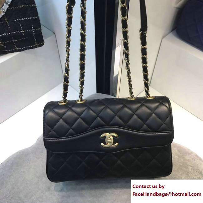 Chanel CC Logo Lambskin Medium Flap Bag A57028 Black Cruise 2018