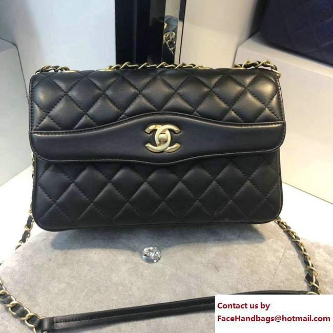 Chanel CC Logo Lambskin Medium Flap Bag A57028 Black Cruise 2018