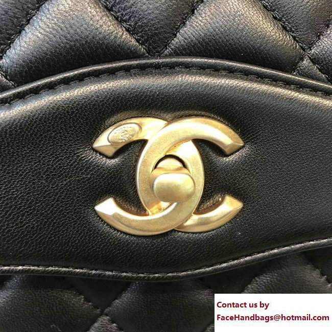 Chanel CC Logo Lambskin Medium Flap Bag A57028 Black Cruise 2018