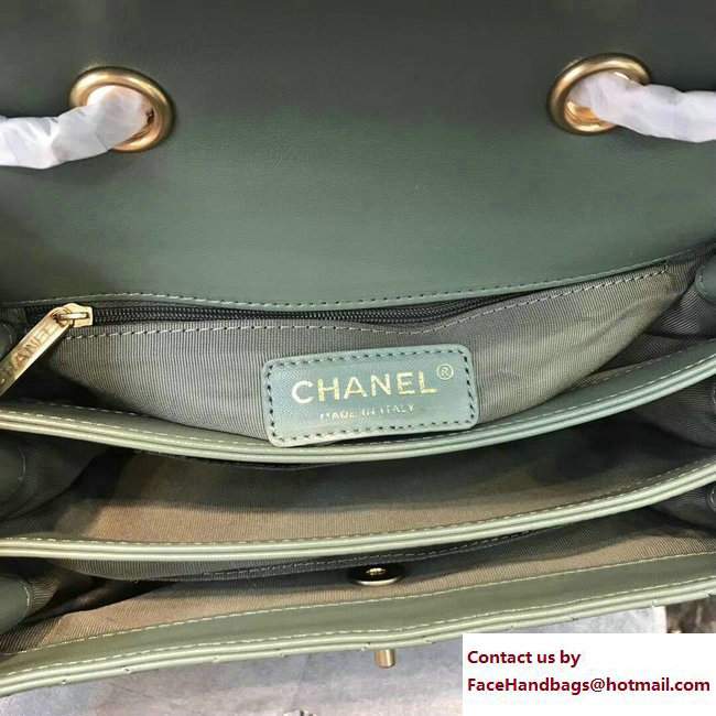 Chanel CC Logo Lambskin Medium Flap Bag A57028 Green Cruise 2018