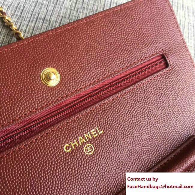 Chanel Caviar Leather Chevron Wallet On Chain WOC Bag Date Red 2017