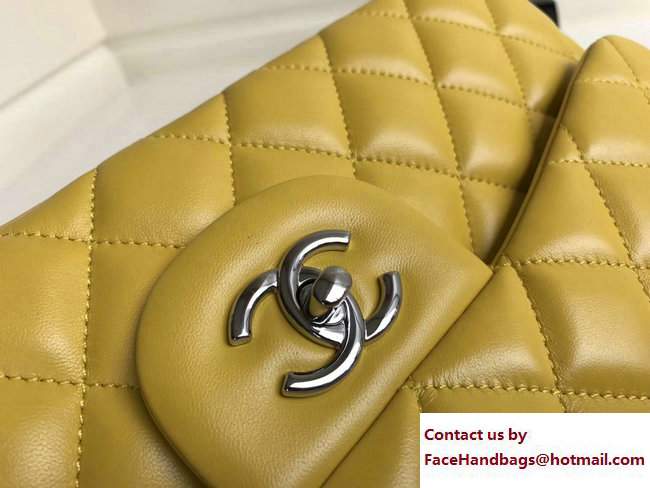 Chanel Classic Flap Bag A1113 in Lambskin Leather yellow with Silver Hardware