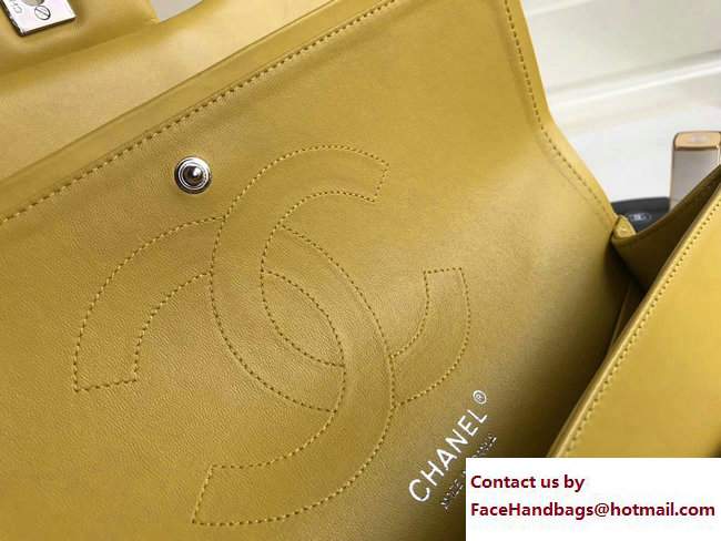 Chanel Classic Flap Bag A1113 in Lambskin Leather yellow with Silver Hardware