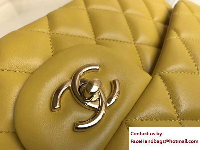 Chanel Classic Flap Bag A1113 in Lambskin Leather yellow with golden Hardware