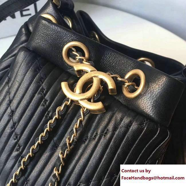 Chanel Coco Pleats Mini Drawstring Bag A91757 Black Cruise 2018