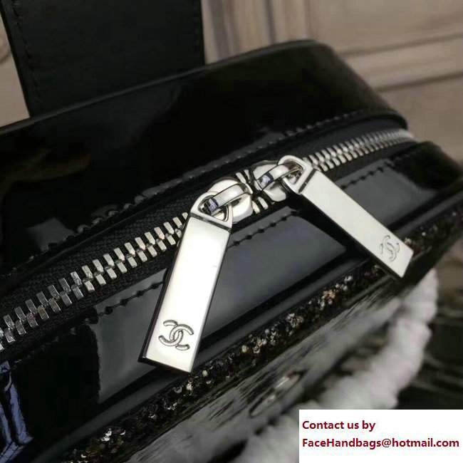 Chanel Glittered PVC and Patent Calfskin Evening On The Moon Camera Case Bag A91991 Black 2017