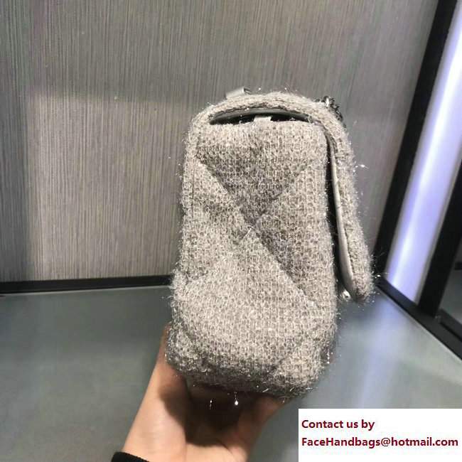 Chanel Knit Pluto Glitter Medium Flap Bag A91984 Silver 2017