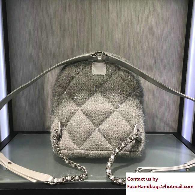 Chanel Knit Pluto Glitter Mini Backpack Bag Silver 2017