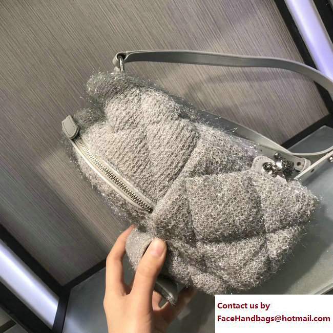 Chanel Knit Pluto Glitter Mini Backpack Bag Silver 2017