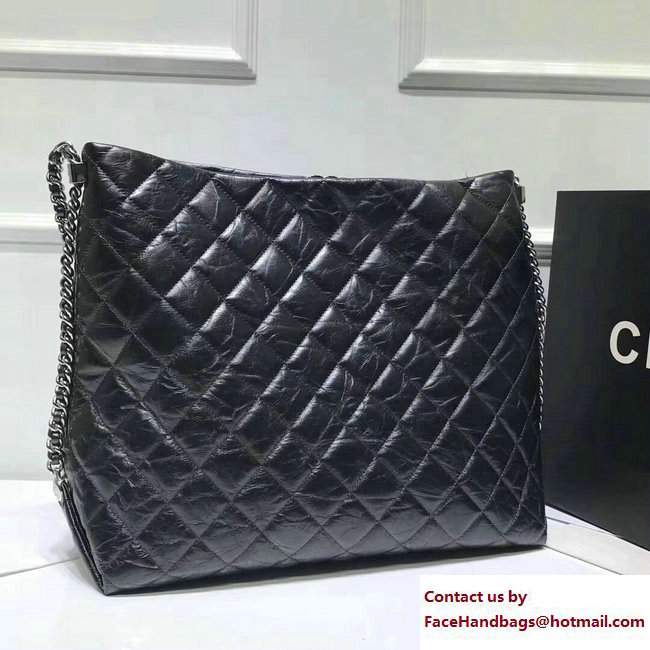 Chanel Metallic Crumpled Calfskin Big Bang Large Hobo Bag A91977 Black 2017