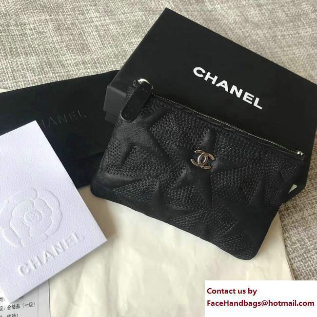 Chanel Metallic Star Embossed Mini Pouch Bag A70100 Black 2017