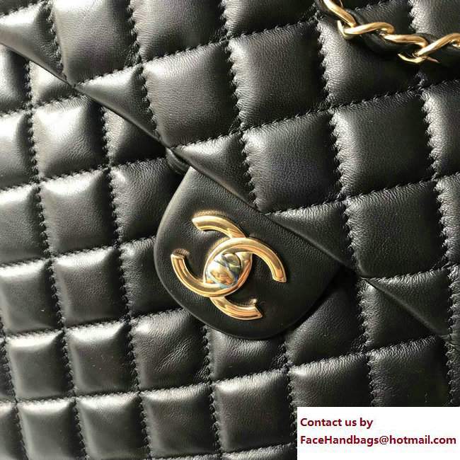 Chanel Quilted Lambskin Backpack Large Bag Black/Gold Fall Winter 2017