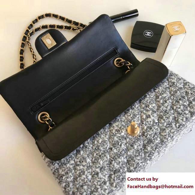 Chanel Tweed Classic Flap Bag A1112 Gray 2018