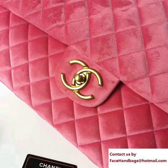 Chanel Velvet XXL Large Classic Flap Bag A91169 Pink 2017