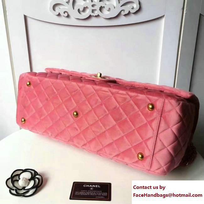 Chanel Velvet XXL Large Classic Flap Bag A91169 Pink 2017