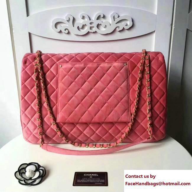 Chanel Velvet XXL Large Classic Flap Bag A91169 Pink 2017