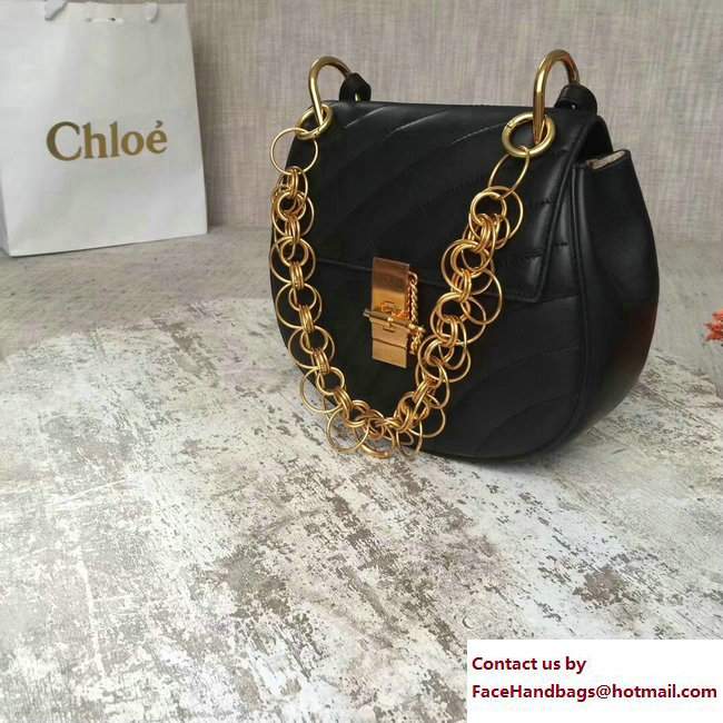 Chloe Quilted Drew Shoulder Bag Black Spring 2018