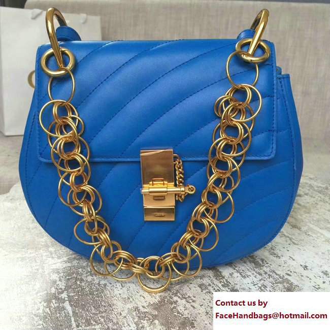 Chloe Quilted Drew Shoulder Bag Blue Spring 2018