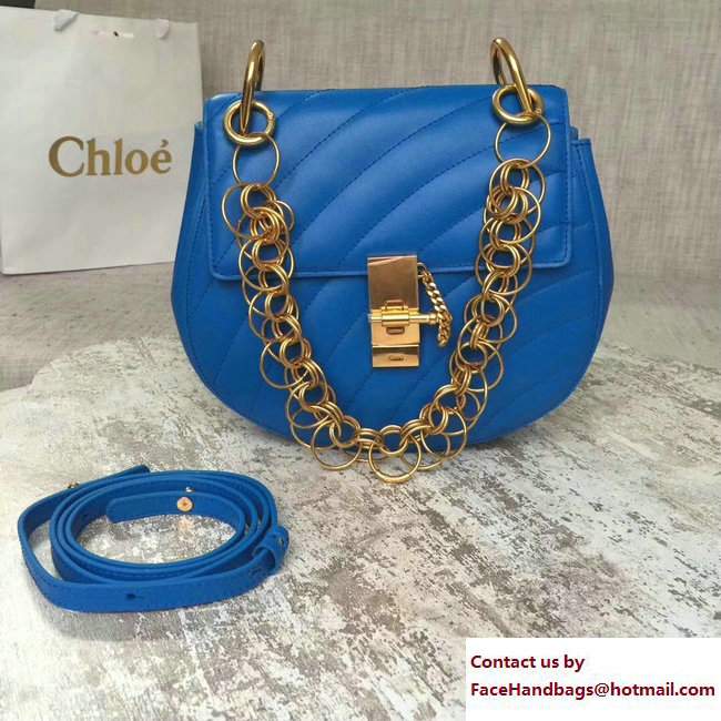 Chloe Quilted Drew Shoulder Bag Blue Spring 2018