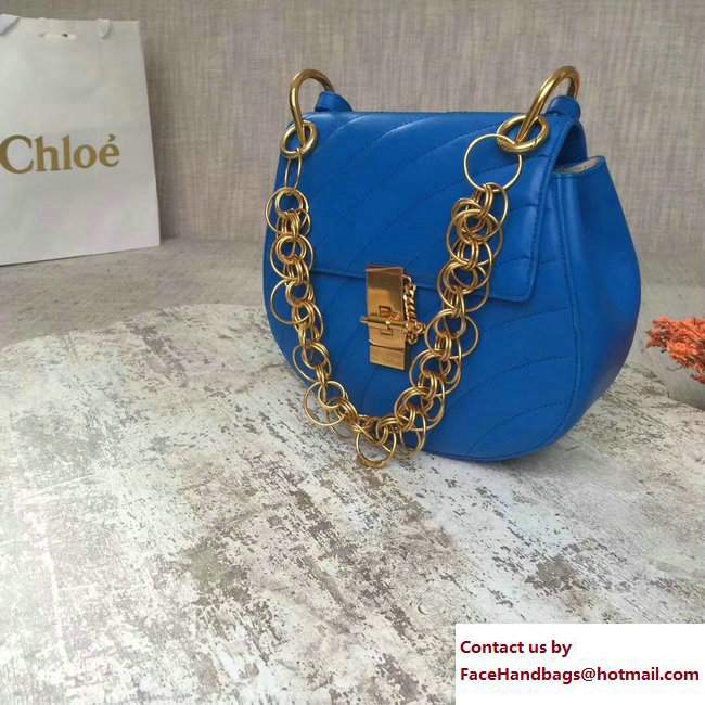 Chloe Quilted Drew Shoulder Bag Blue Spring 2018