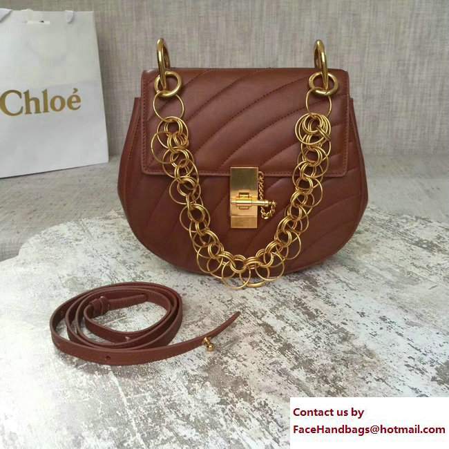 Chloe Quilted Drew Shoulder Bag Brown Spring 2018