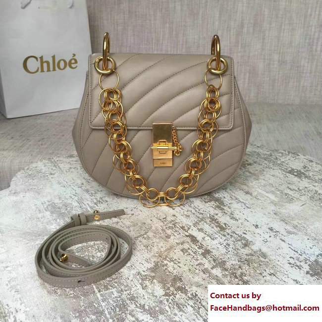 Chloe Quilted Drew Shoulder Bag Gray Spring 2018