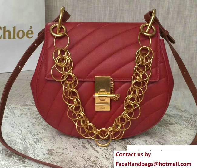 Chloe Quilted Drew Shoulder Bag Red Spring 2018