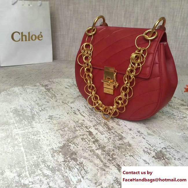 Chloe Quilted Drew Shoulder Bag Red Spring 2018