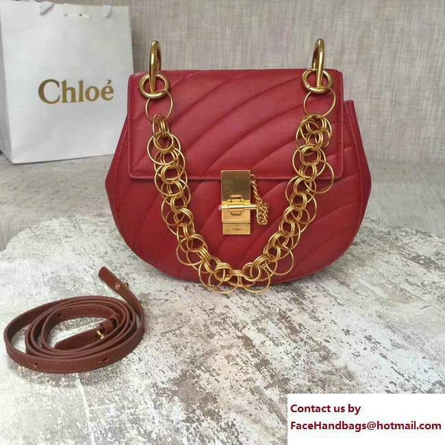 Chloe Quilted Drew Shoulder Bag Red Spring 2018