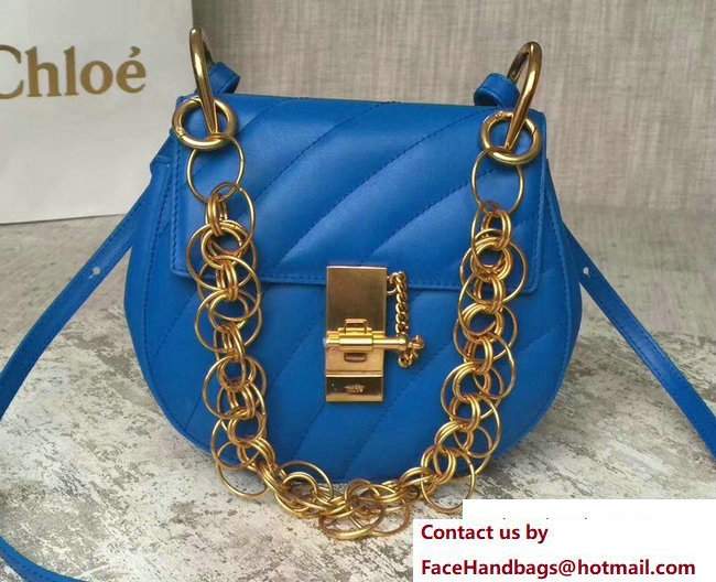 Chloe Quilted Mini Drew Shoulder Bag Blue Spring 2018