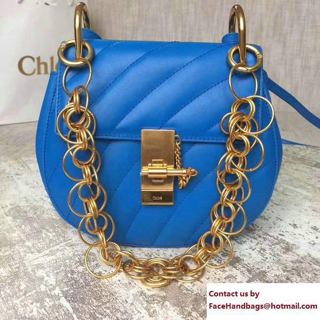 Chloe Quilted Mini Drew Shoulder Bag Blue Spring 2018