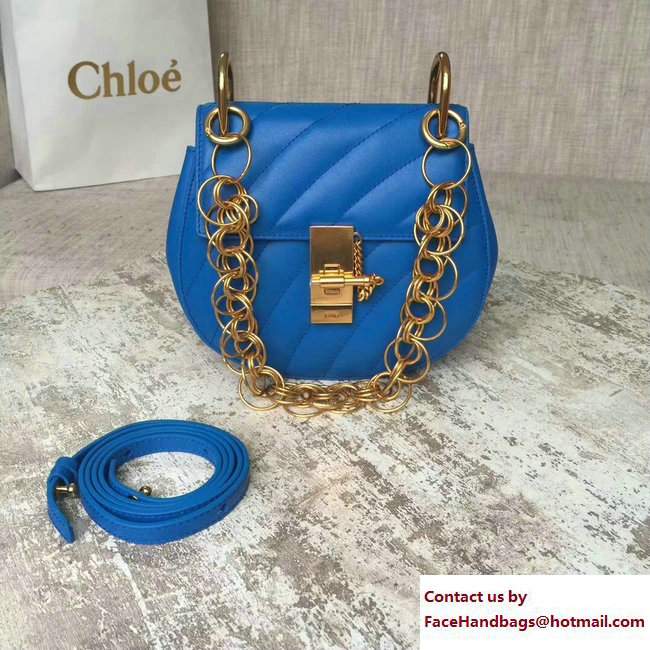 Chloe Quilted Mini Drew Shoulder Bag Blue Spring 2018