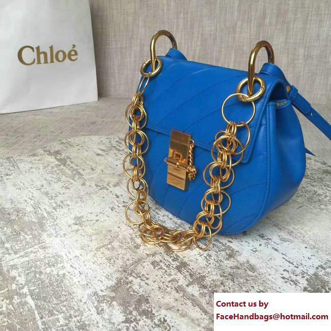 Chloe Quilted Mini Drew Shoulder Bag Blue Spring 2018