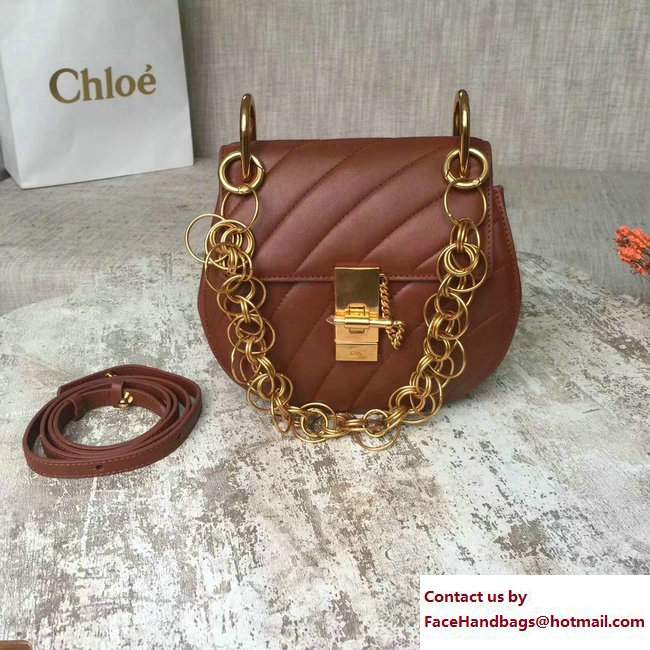 Chloe Quilted Mini Drew Shoulder Bag Brown Spring 2018