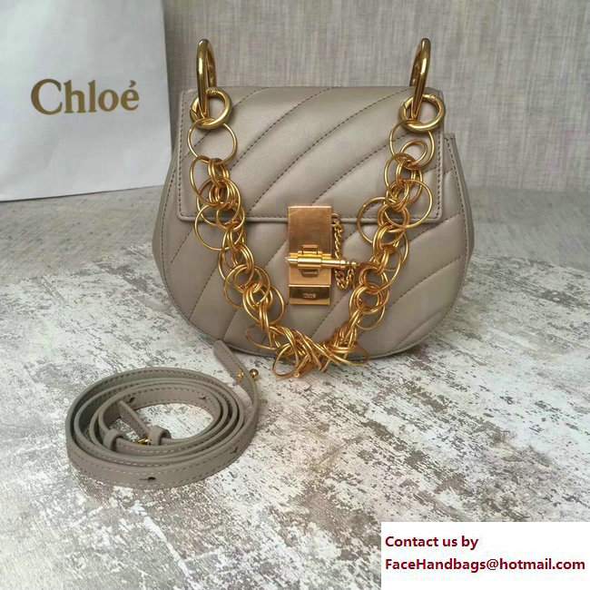 Chloe Quilted Mini Drew Shoulder Bag Gray Spring 2018