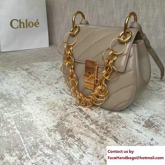 Chloe Quilted Mini Drew Shoulder Bag Gray Spring 2018