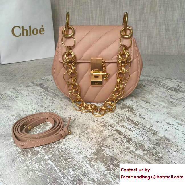 Chloe Quilted Mini Drew Shoulder Bag Nude Spring 2018