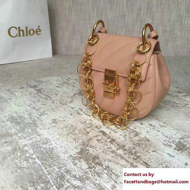 Chloe Quilted Mini Drew Shoulder Bag Nude Spring 2018