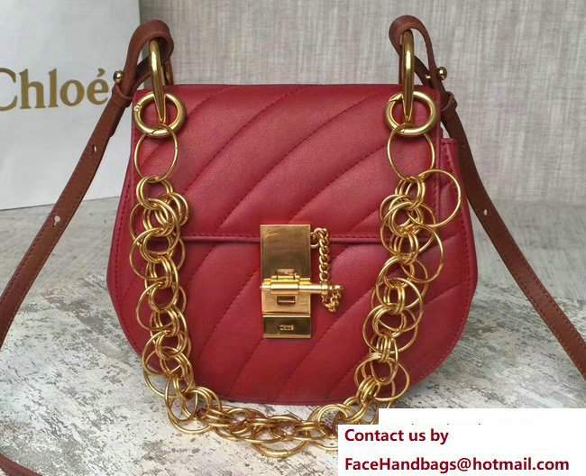 Chloe Quilted Mini Drew Shoulder Bag Red Spring 2018