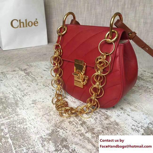 Chloe Quilted Mini Drew Shoulder Bag Red Spring 2018