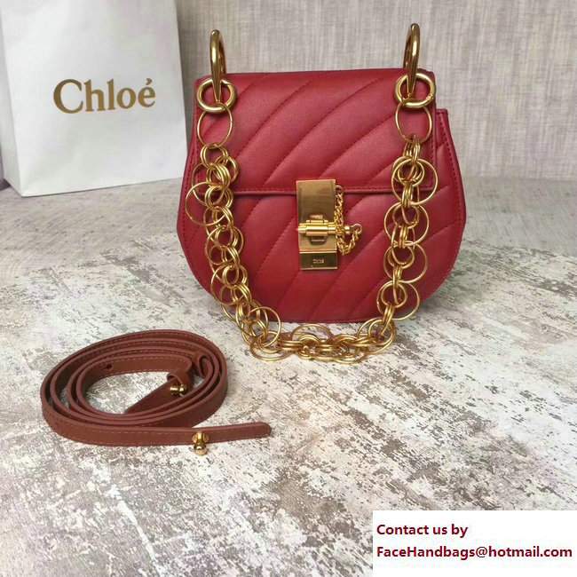 Chloe Quilted Mini Drew Shoulder Bag Red Spring 2018