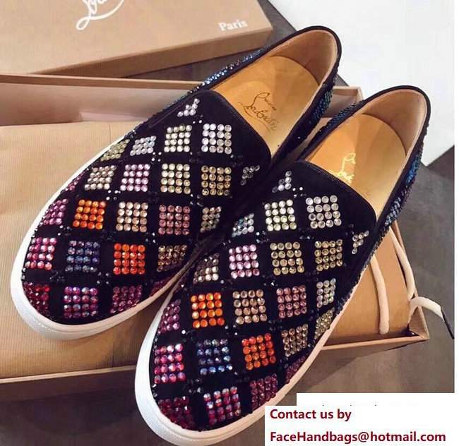 Christian Louboutin Suede Crystals Flats Sneakers 2017