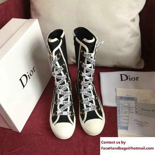 Dior Canvas J'Adior Laces High-Top Trainer Long Sneakers Black Cruise 2018